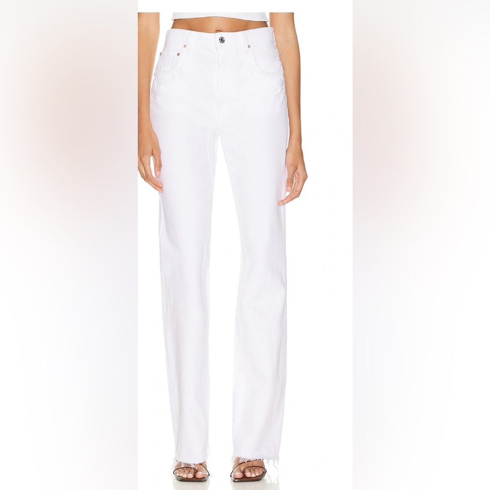 GRLFRND The Melanie High Rise BooyCut White Jeans size 24